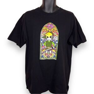 Large Zelda Hyrule Church Tee Black Graphic Tshirt Link Gamer Legend Of Zelda